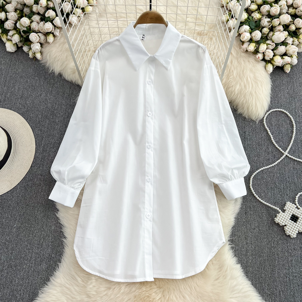 Autumn Vintage White Shirt Dress Two-Piece Set 921