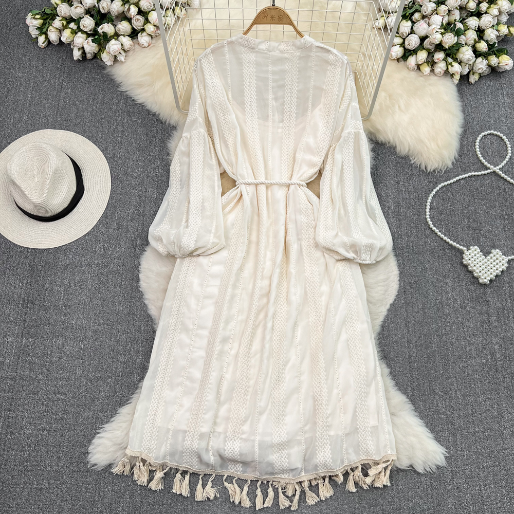 Französisches Quastenkleid Sommer Neuer langer Rock 970