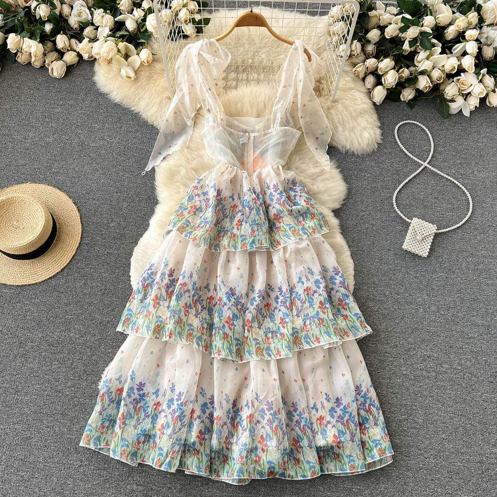 Mehrlagiges Netzkleid für den Sommer, süßer Kuchenrock 1167