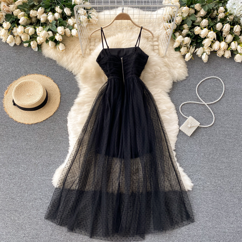 Summer Mesh Dress Women Spaghetti Strap Dress 1135