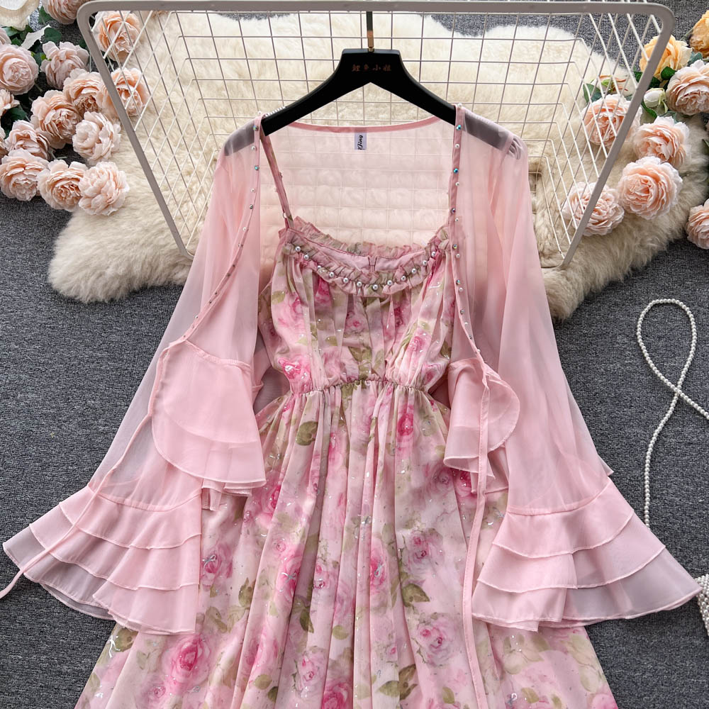 Damen Sommerkleid aus süßem Chiffon mit Blumenmuster 1159