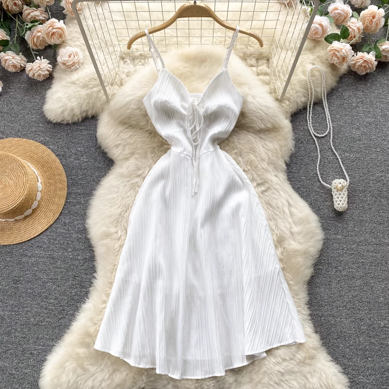Sommer süßes sexy Schleife Knoten Krawatte Rock Hosenträger süßes Kleid 1238
