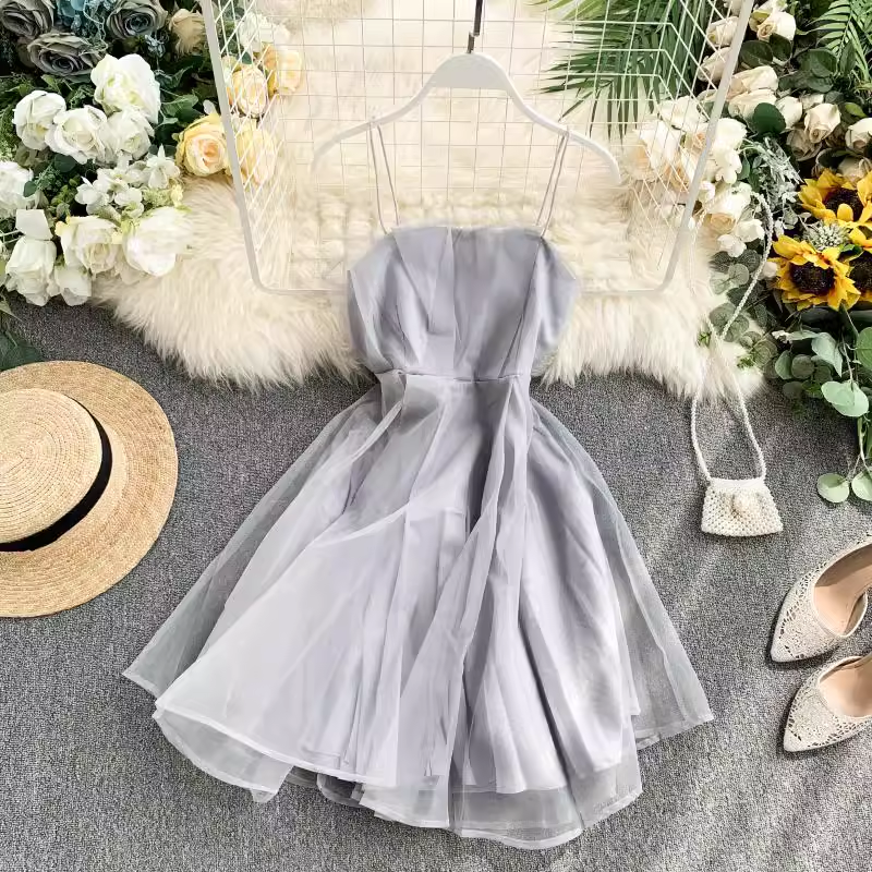 Sommer Sexy Strapskleid Tüll Kurzes Kleid für Mädchen 1147