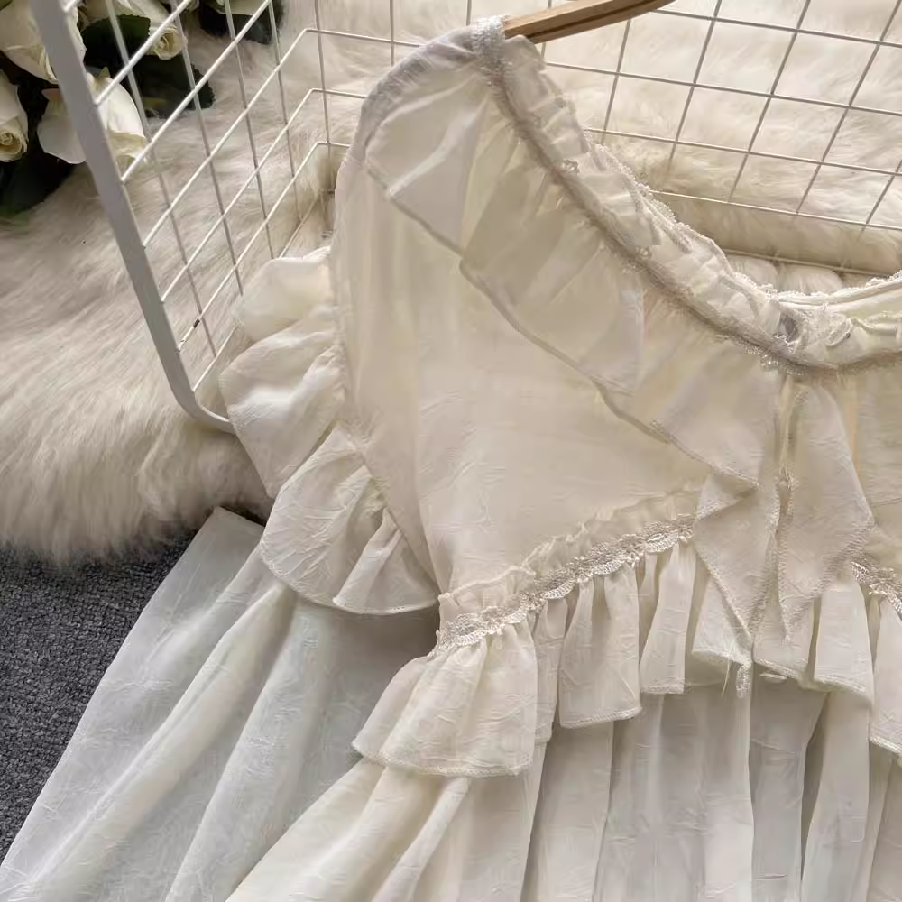 Irregular Ruffle Shirt Bell Sleeve Fairy Top 1067