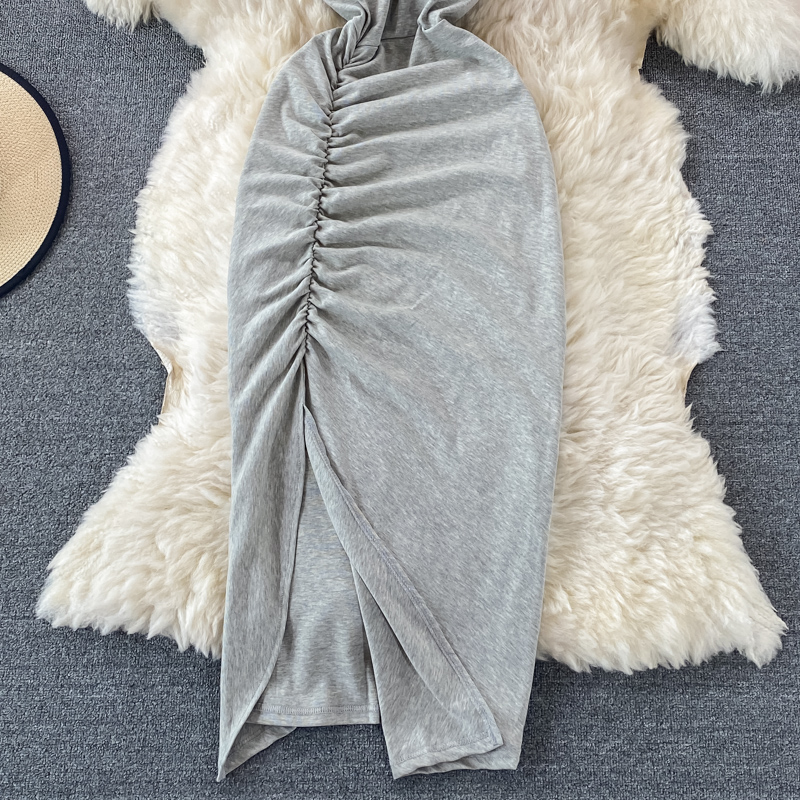 Summer V Neck Slit Spaghetti Strap Dress Backless Sheath Evening Dress 1346