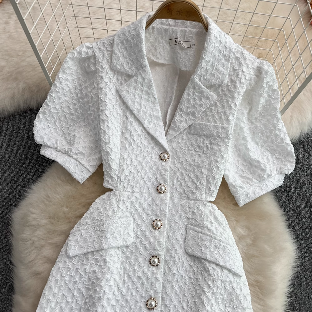 Sommer-Retro-Kurzarm-Anzug, kurzes Kleid 1500