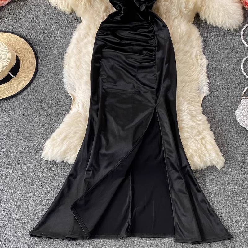 Summer Leopard Print Dress with Slit Sheath Evening Dress 1353