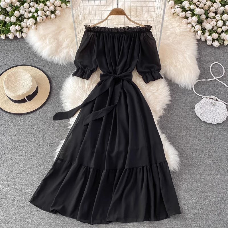 Sommer Sexy trägerloser eleganter langer Rock 1426