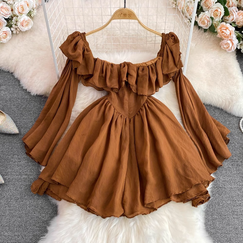 Spring and Autumn Square Collar A Line Fluffy Princess Dress 1588