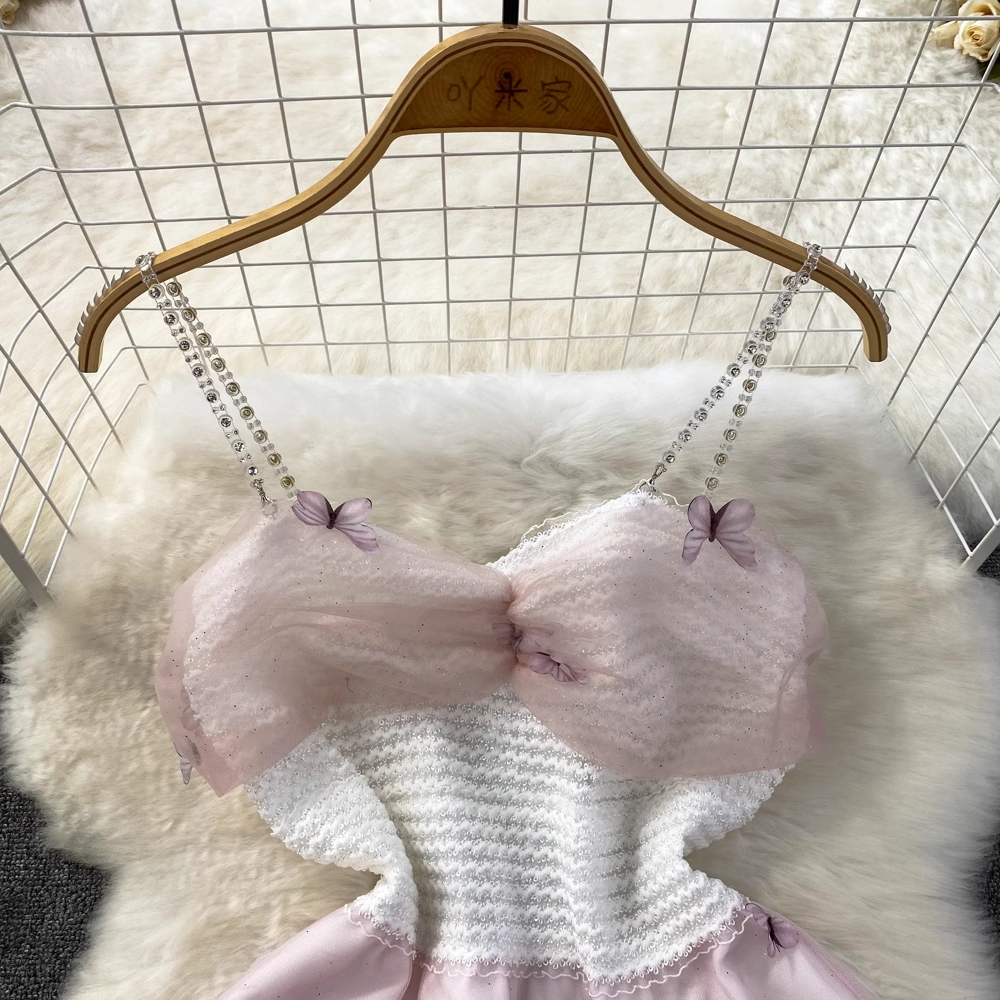 Sweet Fairy 3D Butterfly Sequin Mesh A Line Dress Summer 1667