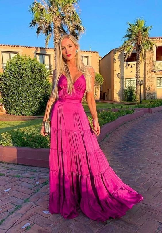 Spaghetti Straps A-Line Long Prom Dress Satin Formal Evening Gown 2258