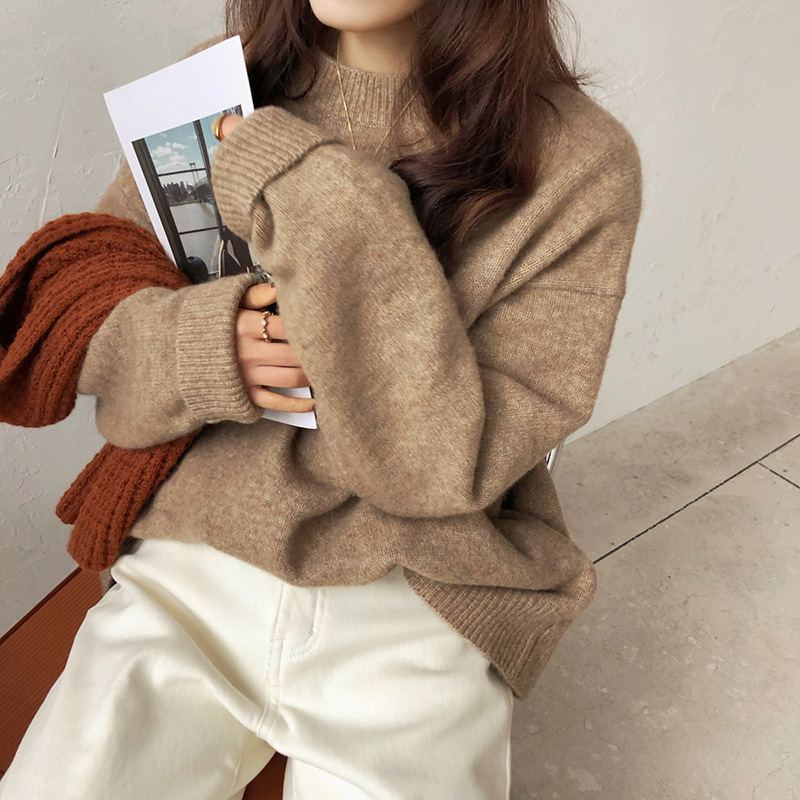 Soft Autumn and Winter Loose Round Neck Casual Sweater 1835