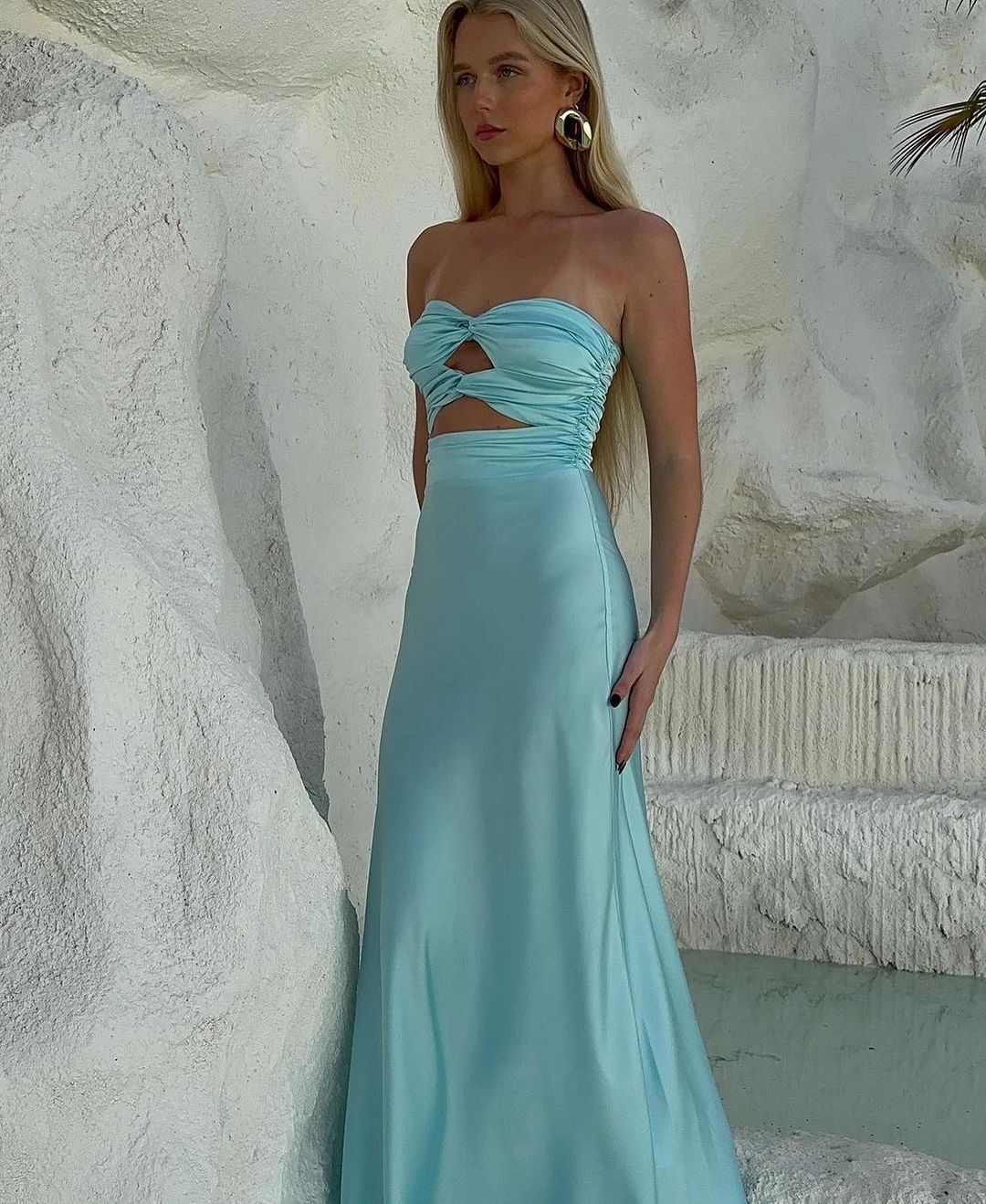 blue dress for baby girl Strapless Sheath Tiffany Blue Prom Dresses Satin Formal Dresses Brides –  JulyProm