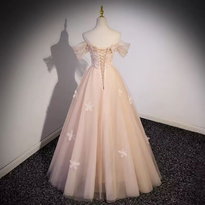 Robe de bal rose à épaules dénudées, robe de fête d'anniversaire J2976