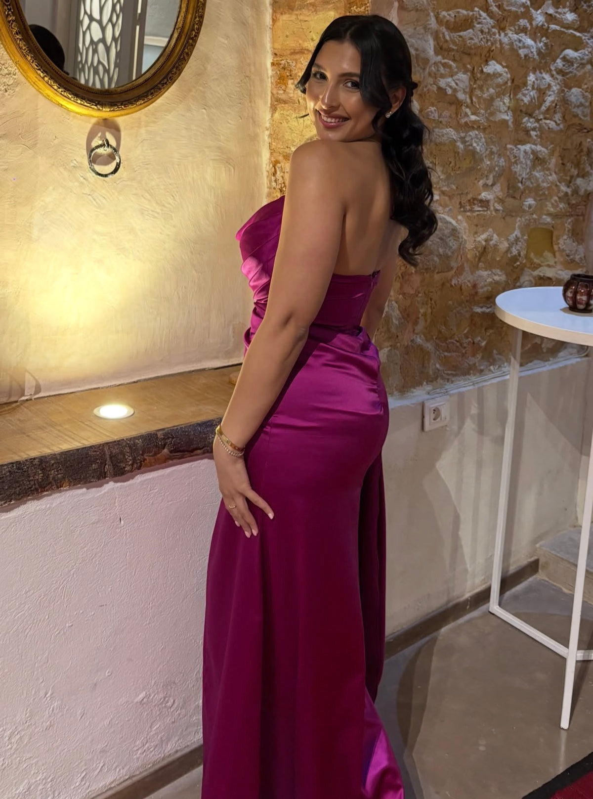 Trägerloses silbernes Vintage-Abendkleid, A-Linie, Geburtstagskleid J9370