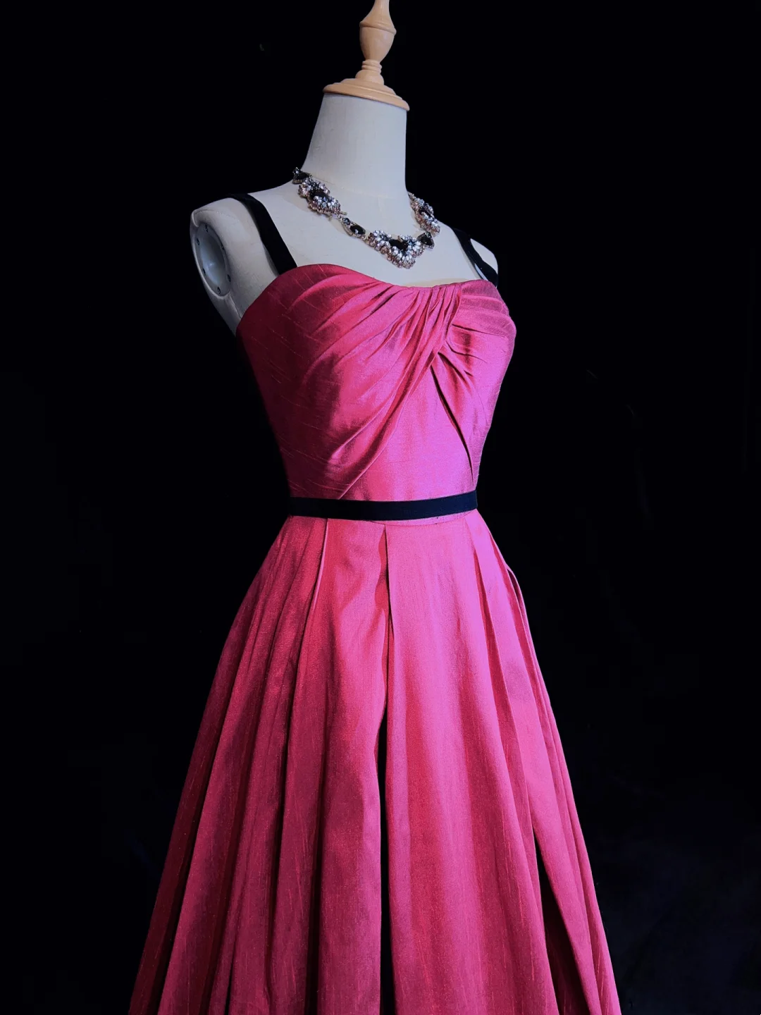 Trägerloses silbernes Vintage-Abendkleid, A-Linie, Geburtstagskleid J9370