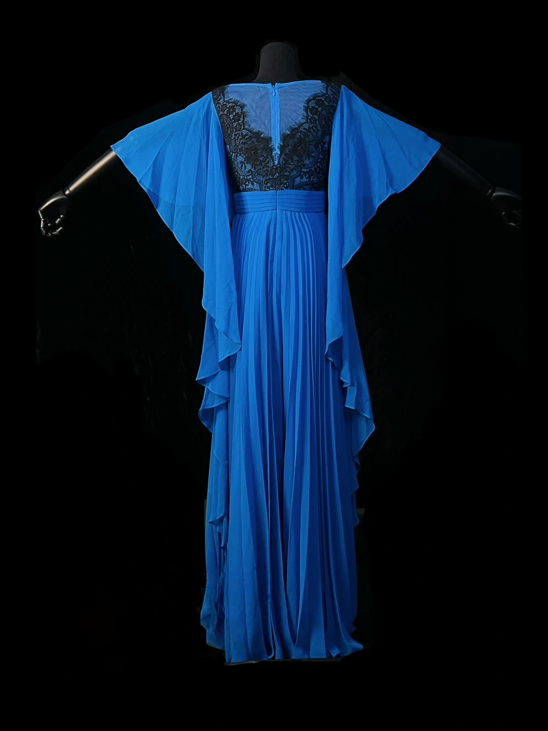 Royal Blue A Line Pleated Prom Dress Modest Formal Evening Gown J10134