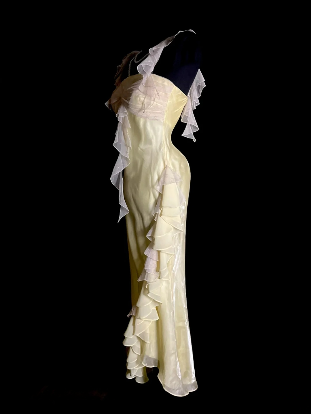 Trägerloses silbernes Vintage-Abendkleid, A-Linie, Geburtstagskleid J9370