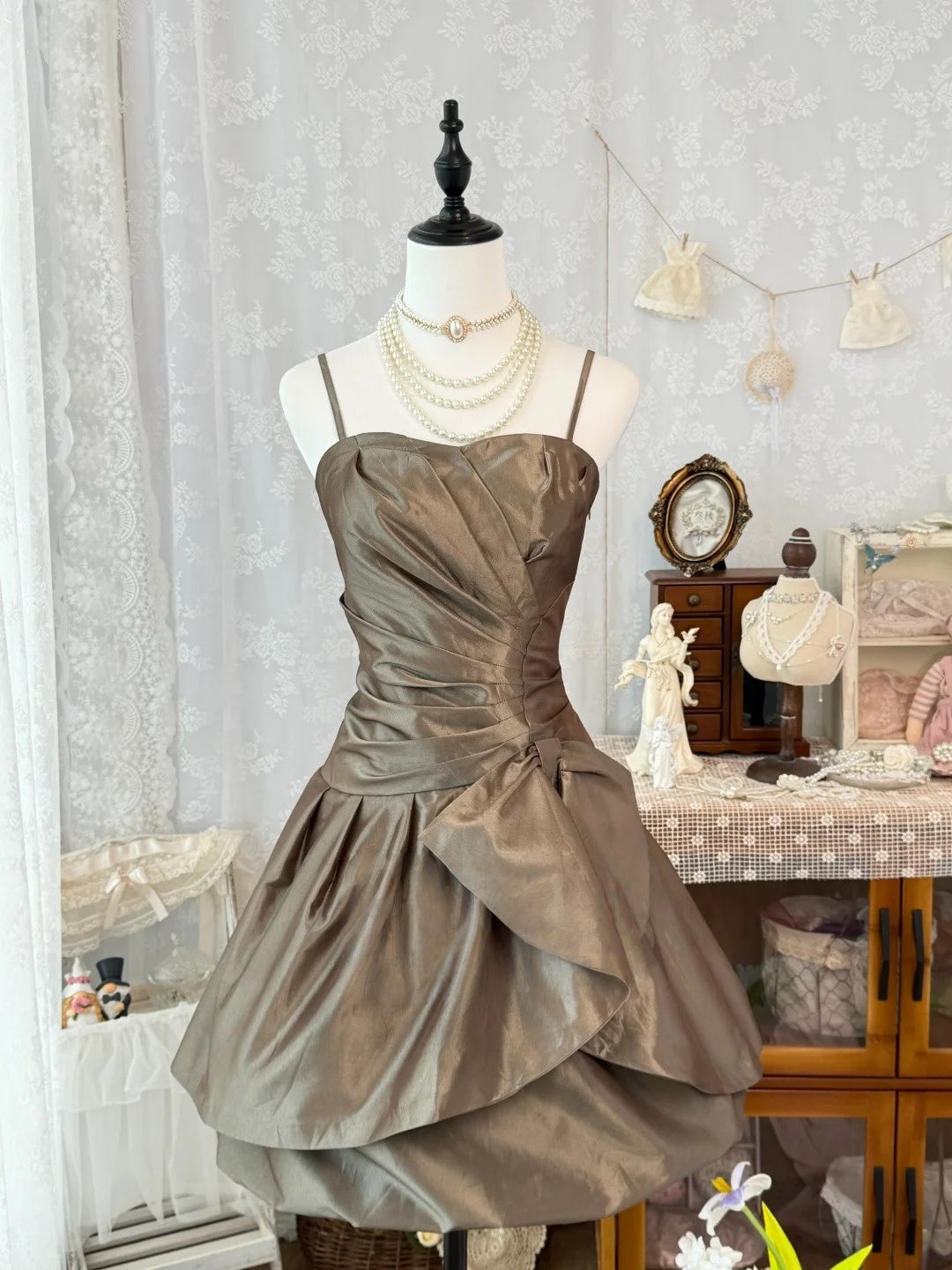brown homecoming dress short Spaghetti Strap A Line Party Dress J10516 Formal Dresses Charlotte Nc in Size 0 Jeanette Lace Dress Select a Color:Sage