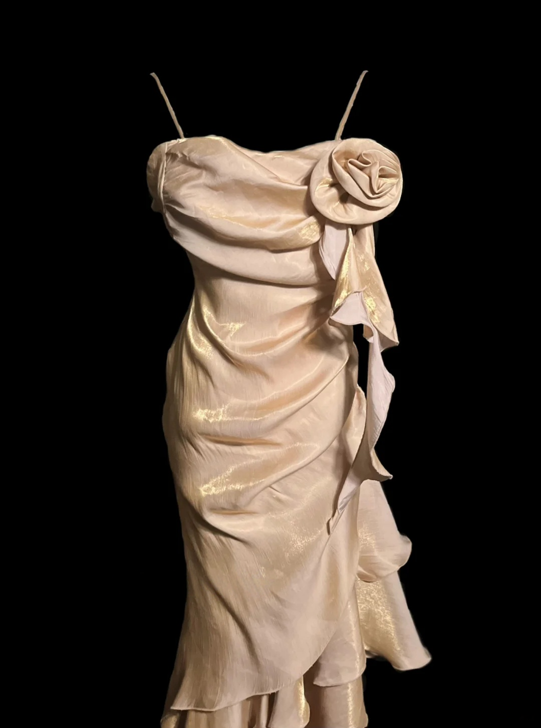 Trägerloses silbernes Vintage-Abendkleid, A-Linie, Geburtstagskleid J9370