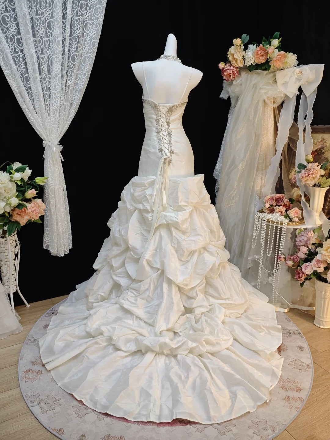 Spaghetti Strap Ivory Birthday Dress Taffeta Evening Dress J10667