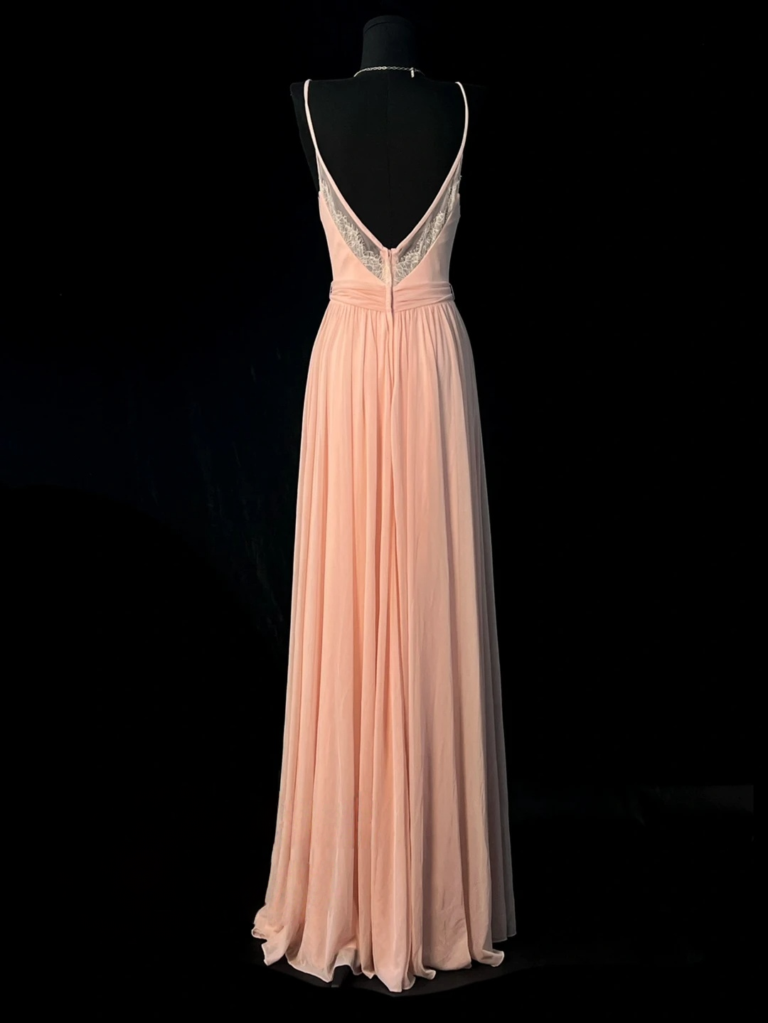 Spaghetti Strap Lace V Neck Chiffon Prom Dress J10157