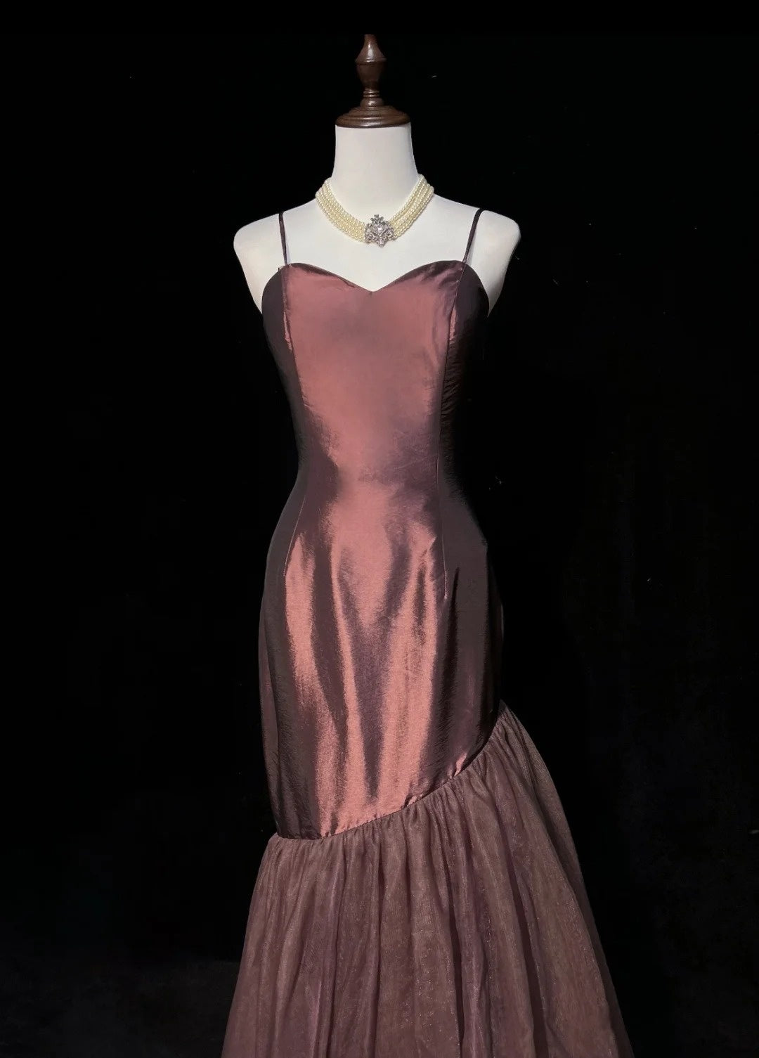 Spaghetti Strap Mermaid Taffeta Prom Dress Retro Evening Dress J10336