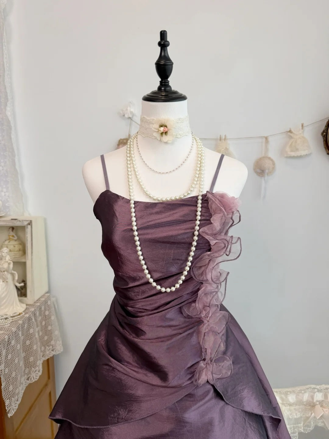 Spaghetti Strap Purple Taffeta A Line Homecoming Dress J10323