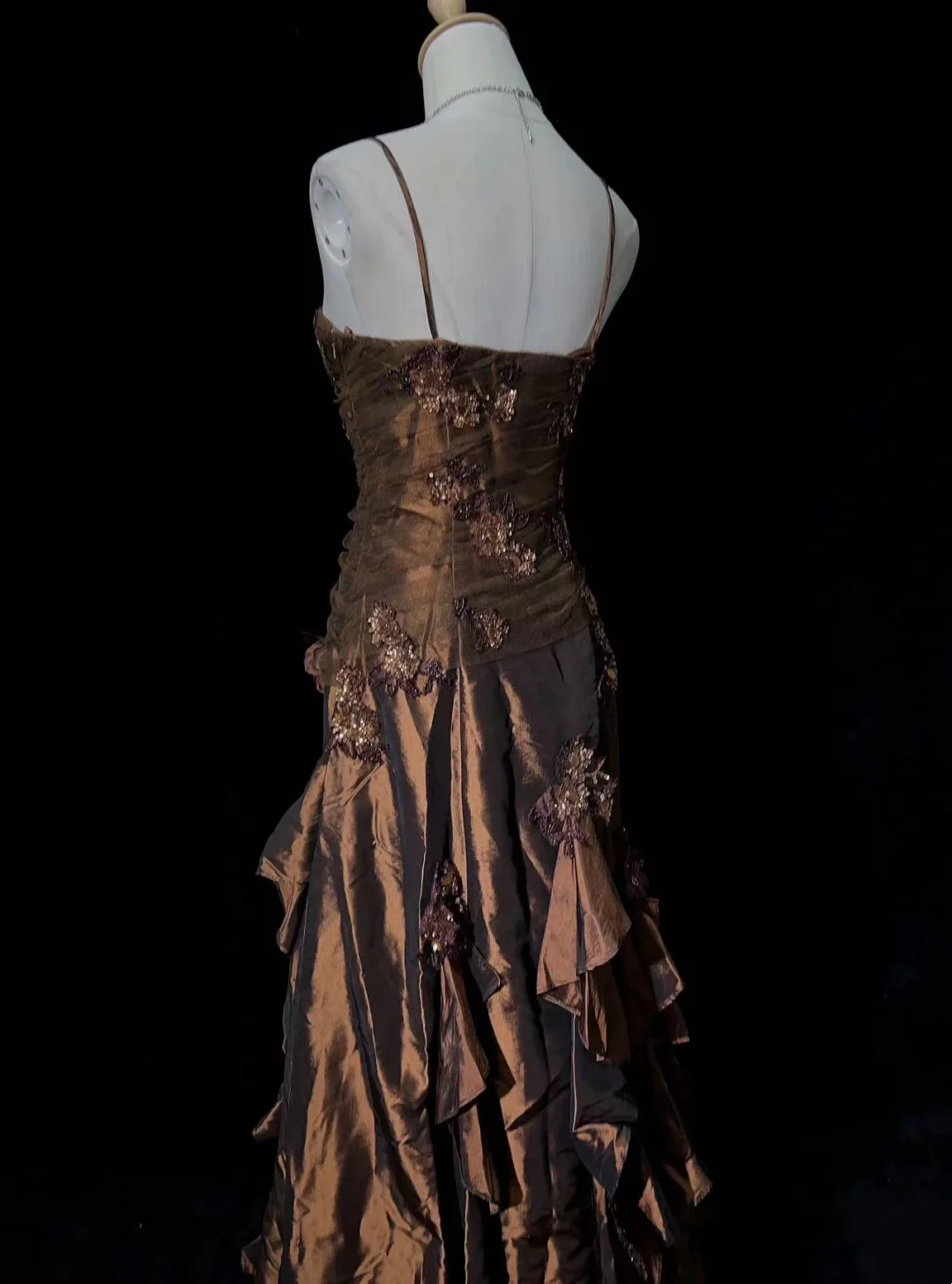 Trägerloses silbernes Vintage-Abendkleid, A-Linie, Geburtstagskleid J9370