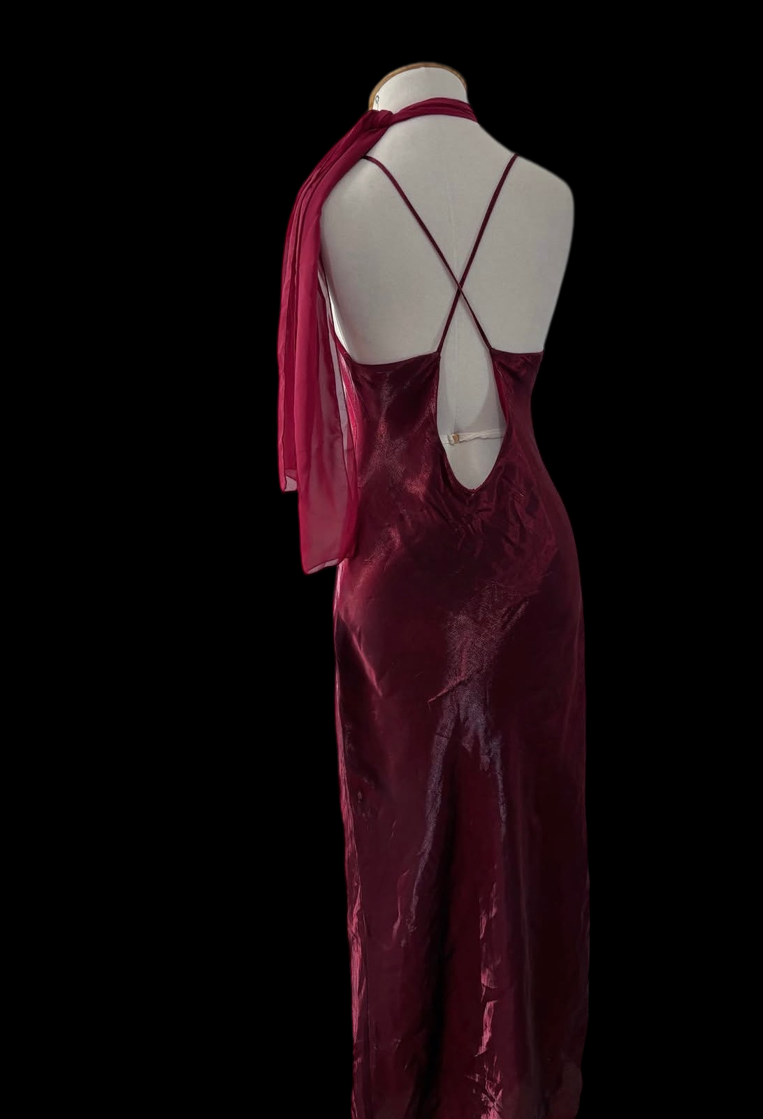 Spaghetti Straps Burgundy Retro Beaded Prom Dress J12082
