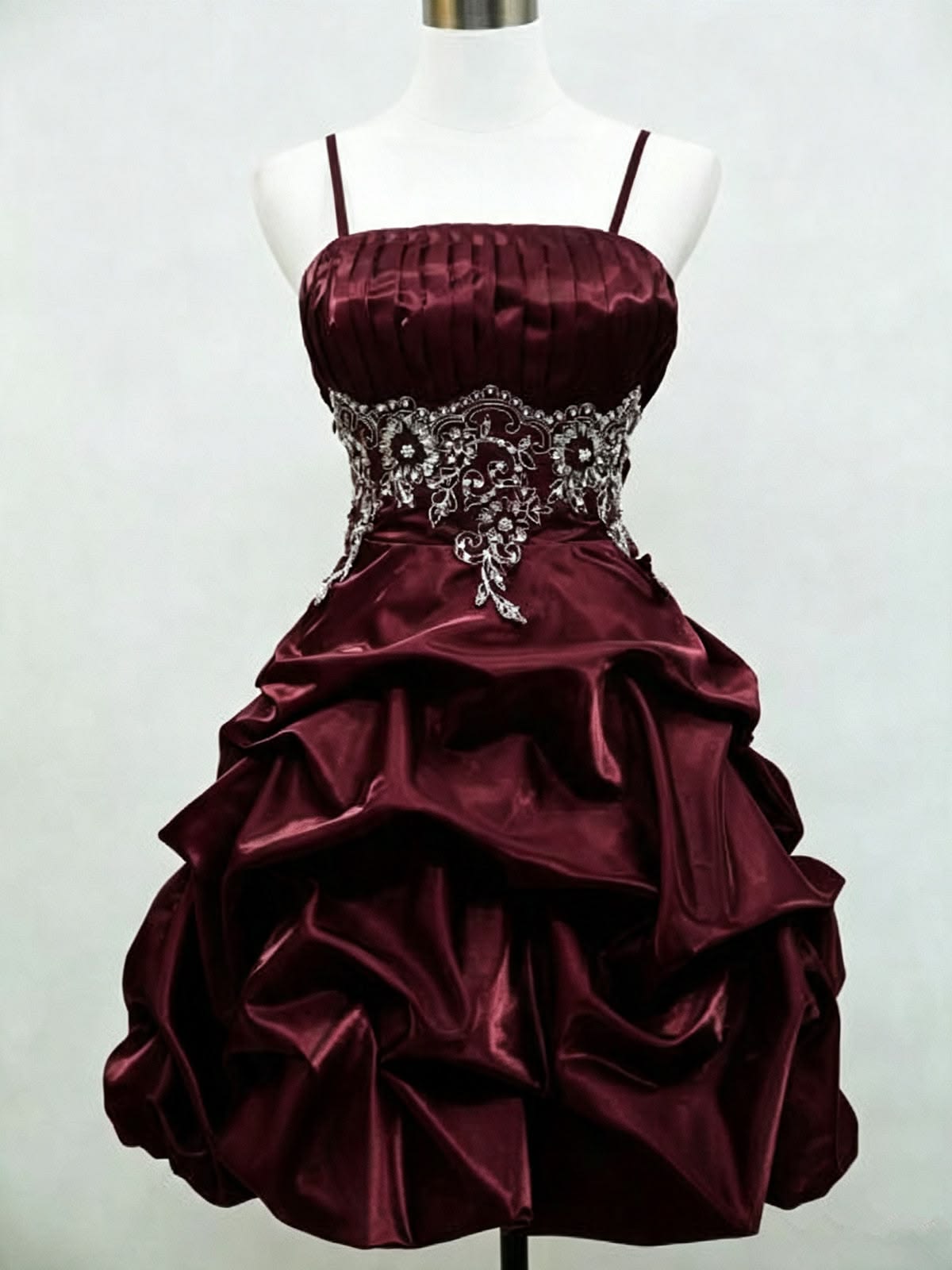 Robe de bal bustier violette en satin avec appliques, robe de soirée formelle J9413