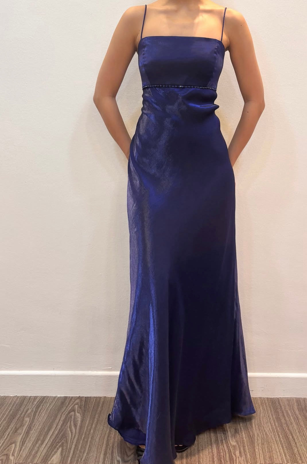 Robe de bal bustier violette en satin avec appliques, robe de soirée formelle J9413