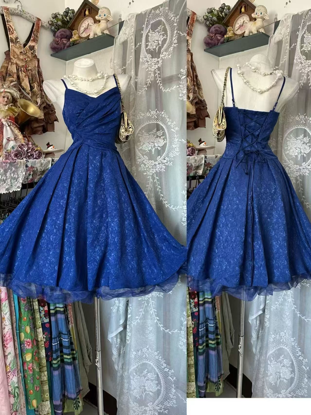 Spaghetti Straps Royal Blue Short Homecoming Dress J11009