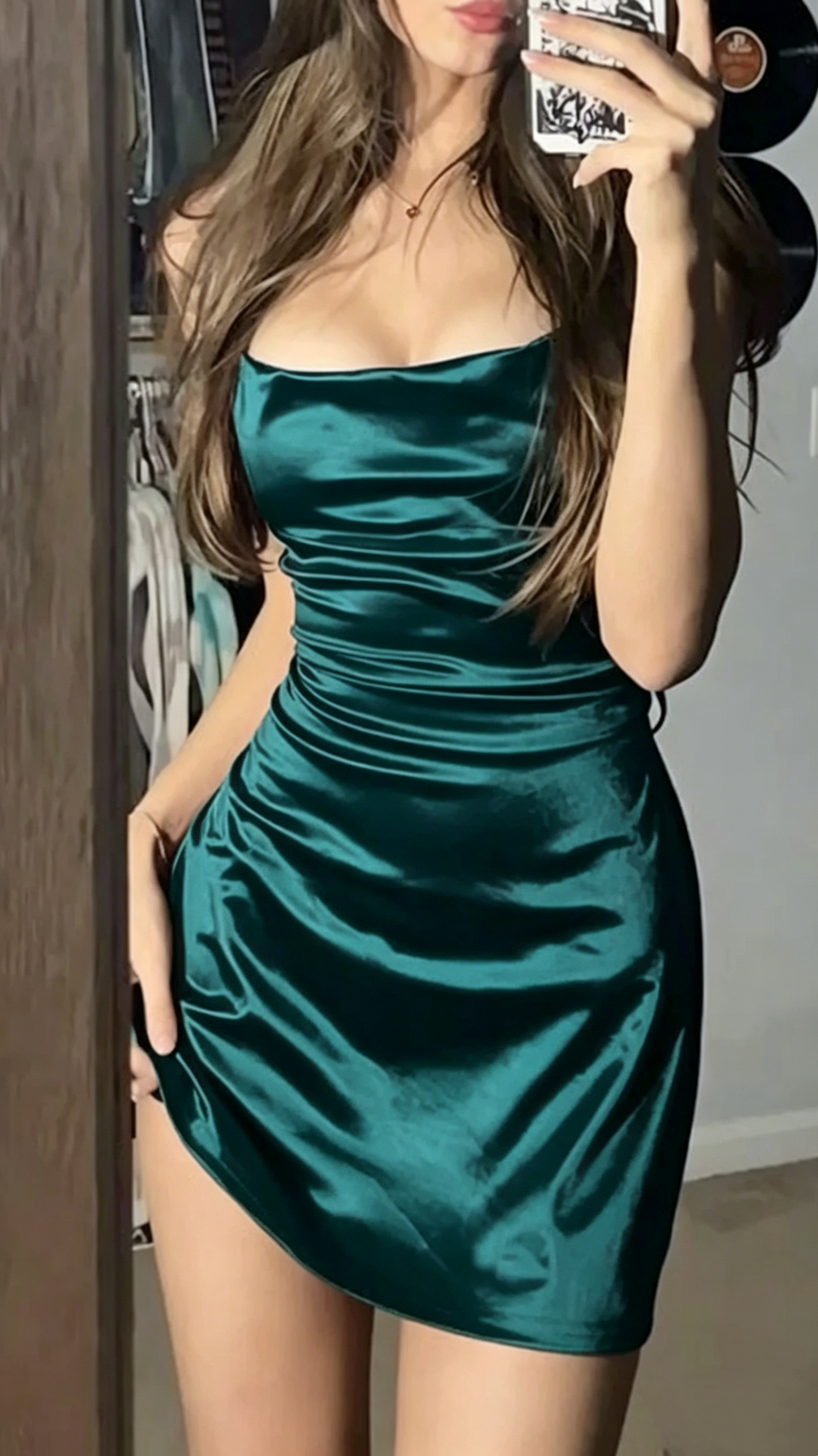 Spaghetti Straps Sheath Burgundy Short Prom Dress Satin Homecoming Dress 2304