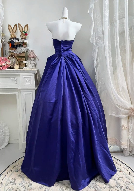 Trägerloses silbernes Vintage-Abendkleid, A-Linie, Geburtstagskleid J9370