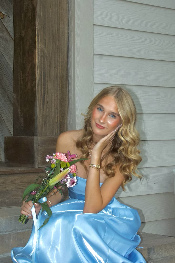 Trägerloses silbernes Vintage-Abendkleid, A-Linie, Geburtstagskleid J9370
