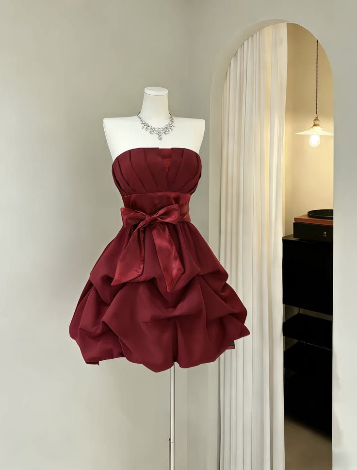 Trägerloses silbernes Vintage-Abendkleid, A-Linie, Geburtstagskleid J9370