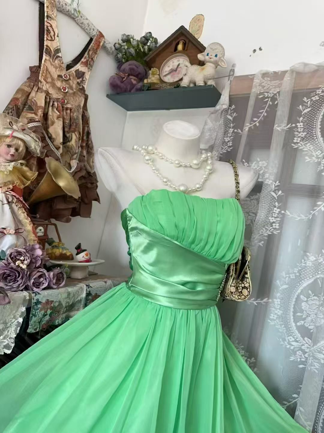 Strapless A Line Green Homecoming Dress Short Party Dress J10852