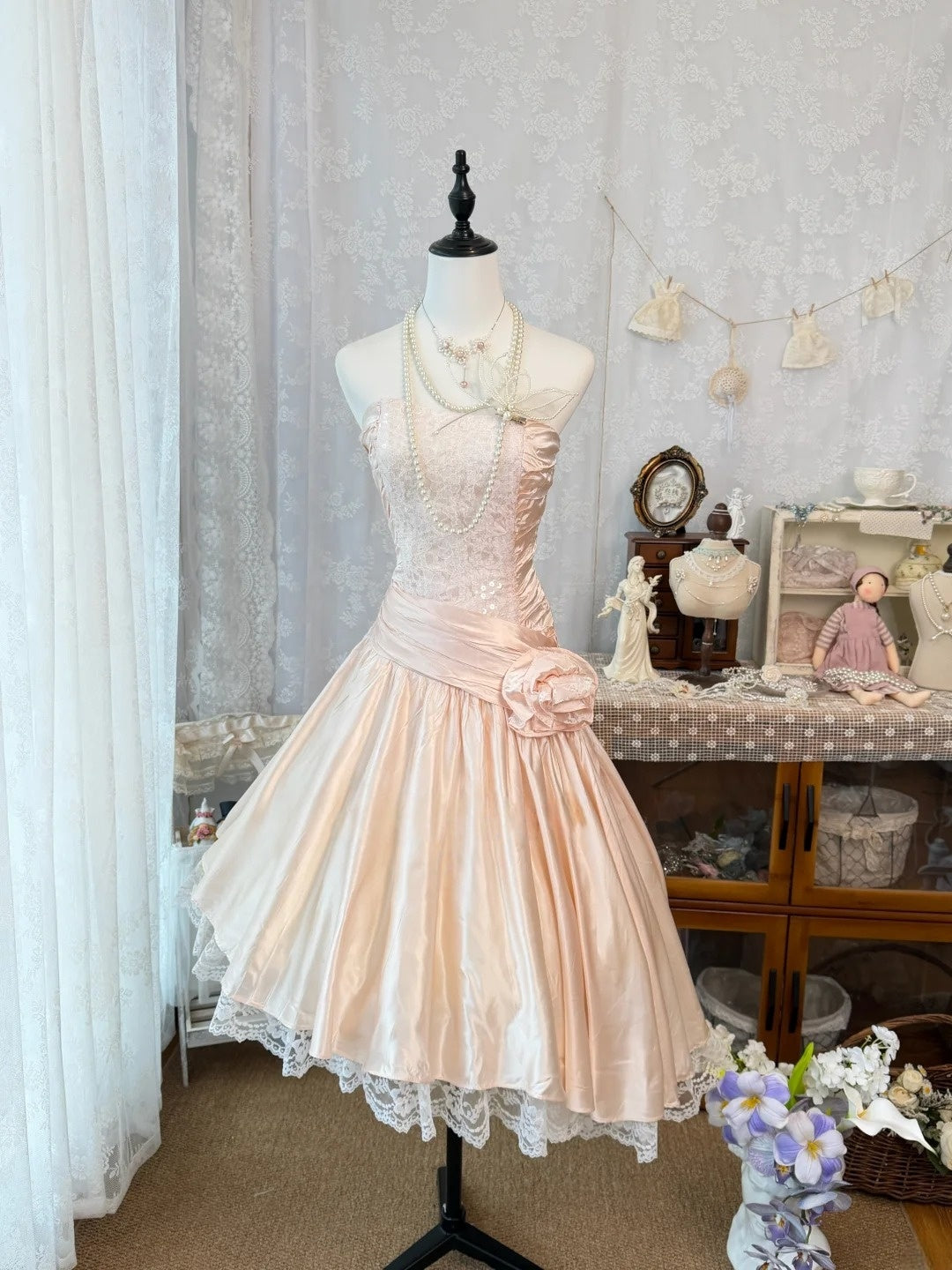 Strapless A Line Peach Birthday Dress Satin Homecoming Dress J10497