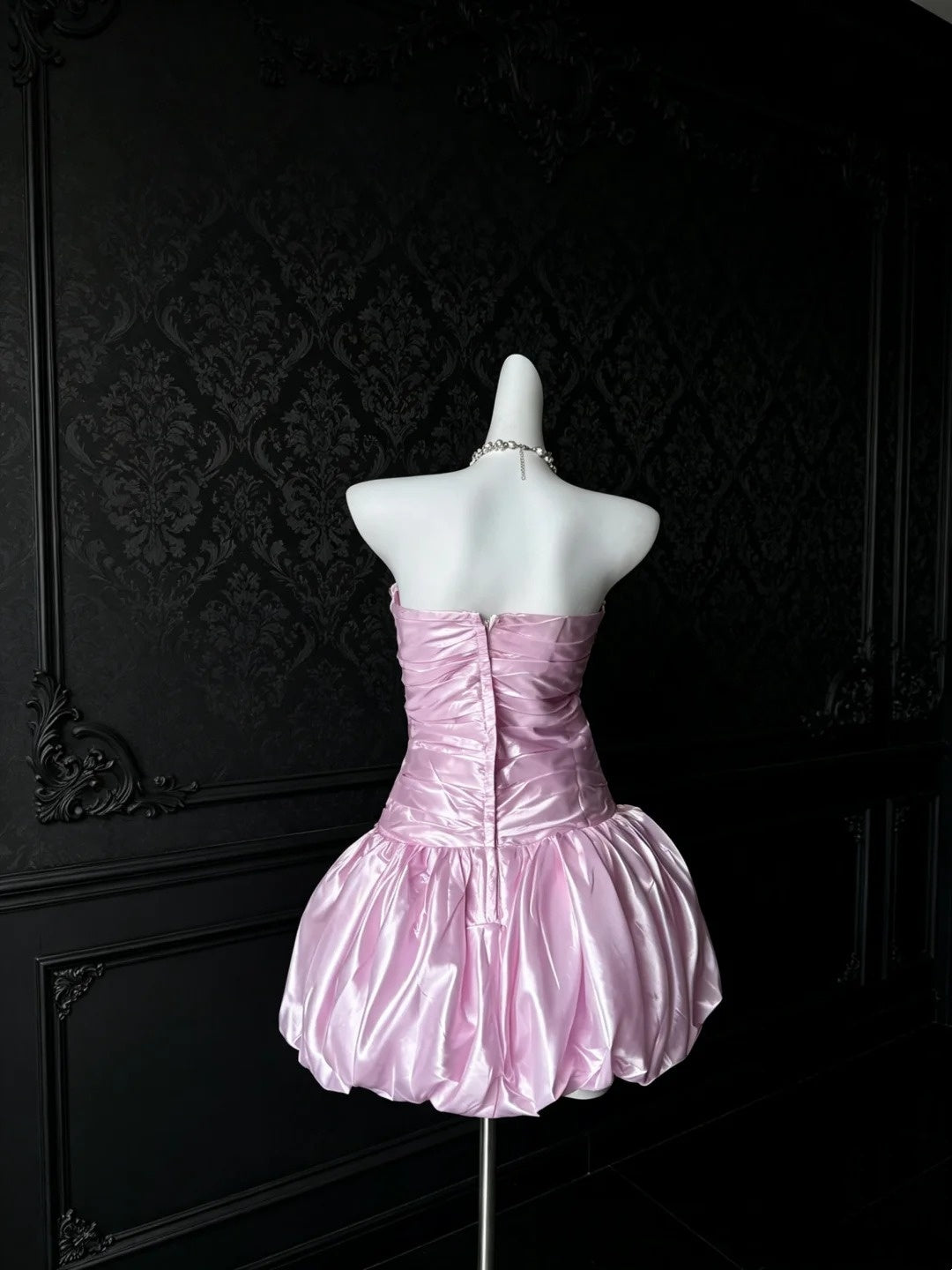 Robe de bal bustier violette en satin avec appliques, robe de soirée formelle J9413