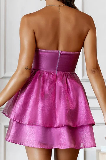 Strapless A Line Pink Short Homecoming Dress J11457