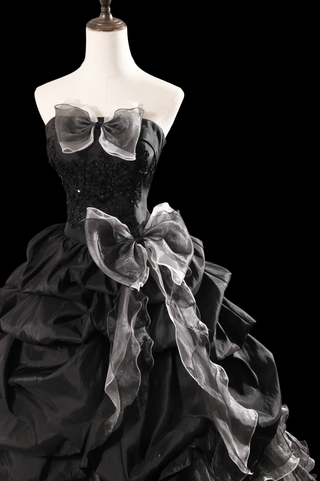 Robe de bal bustier violette en satin avec appliques, robe de soirée formelle J9413