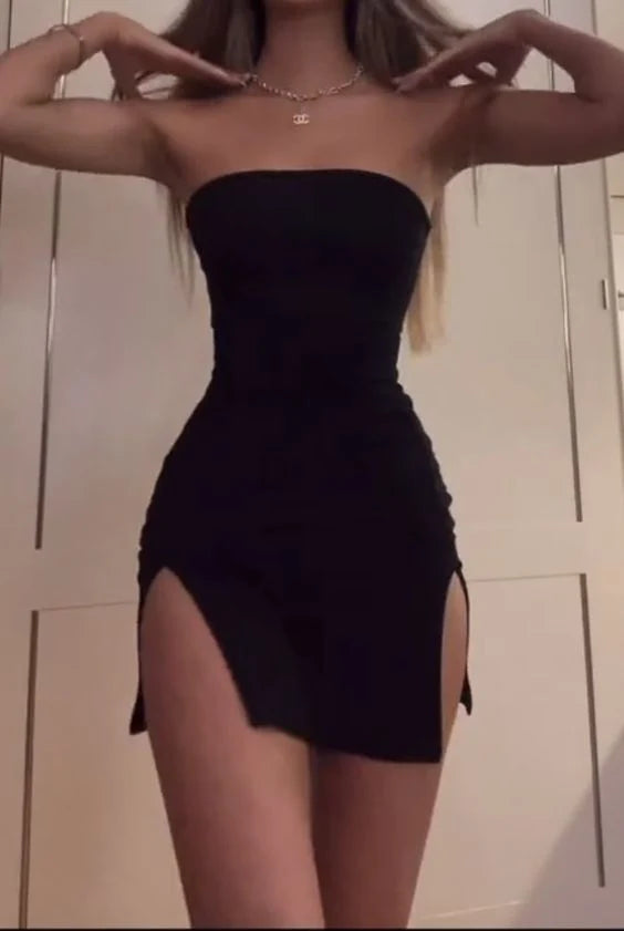 Strapless Black Sheath Homecoming Dress Short Birthday Outfit J11543