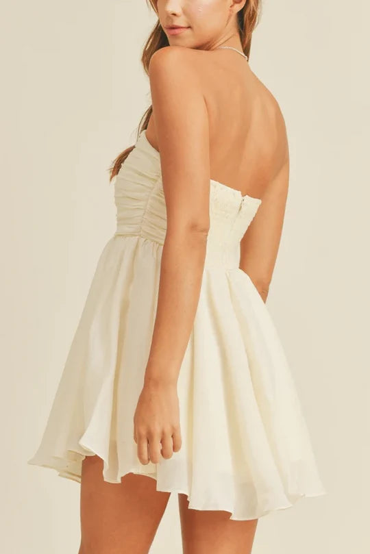 Strapless Chiffon A Line Homecoming Dress Short Party Dress J11456