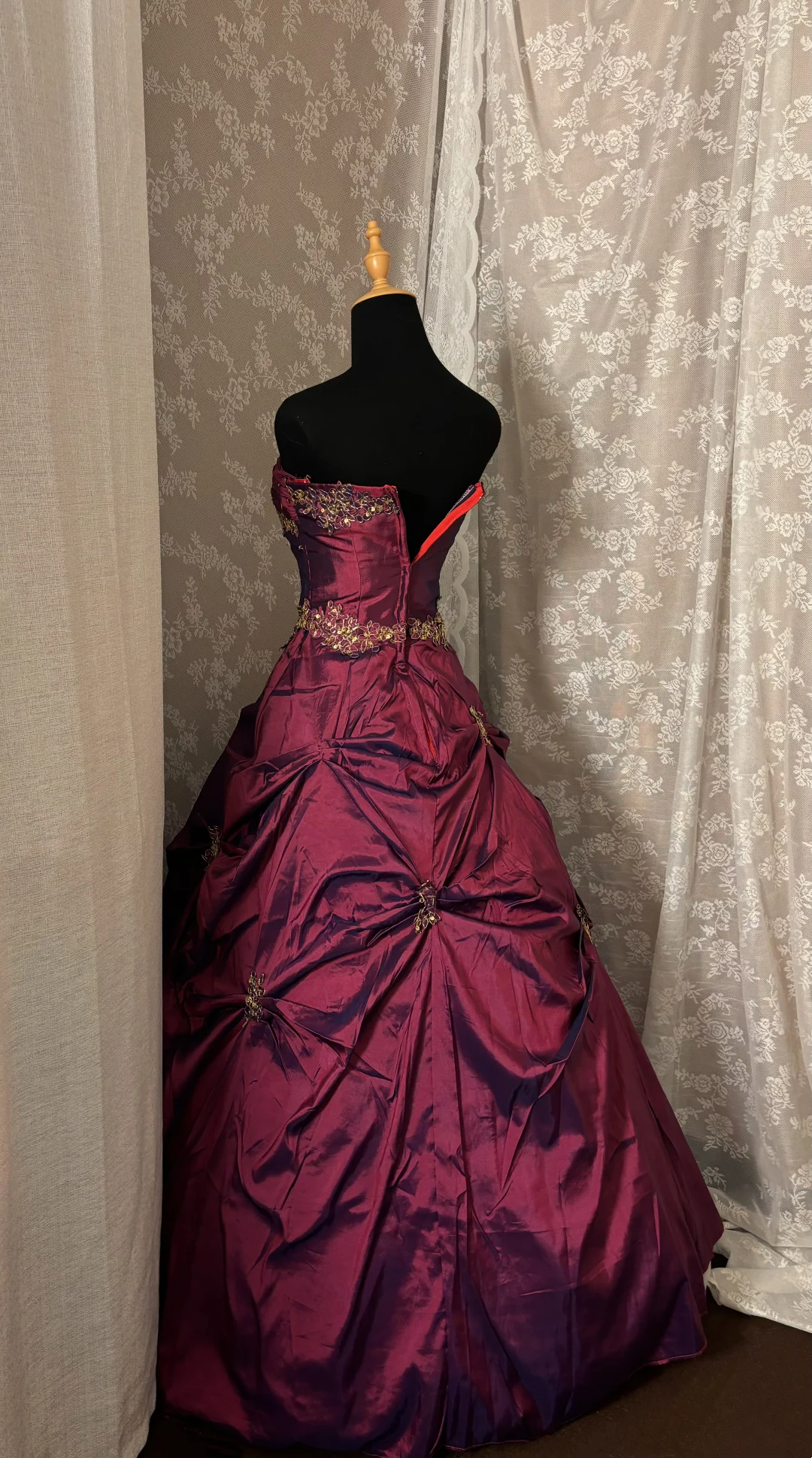 Strapless Fuchsia Vintage Prom Dress Taffeta Birthday Dress J10003