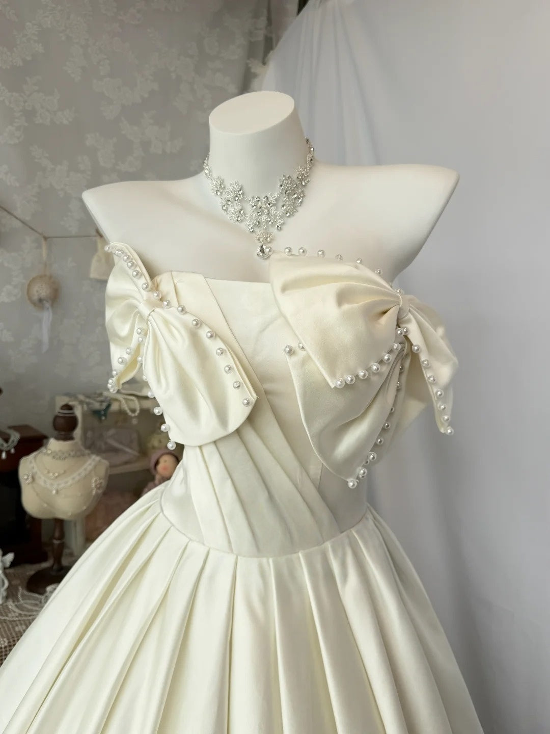 Strapless Ivory Satin Birthday Dress A Line Cute Formal Dress J10597