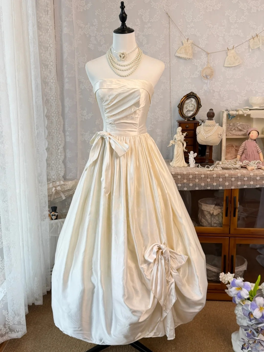 a line birthday dress Strapless Ivory Satin Evening Dress J10514 Size:48 Midi Dresses | Wedding, Machine washable senior prom dress