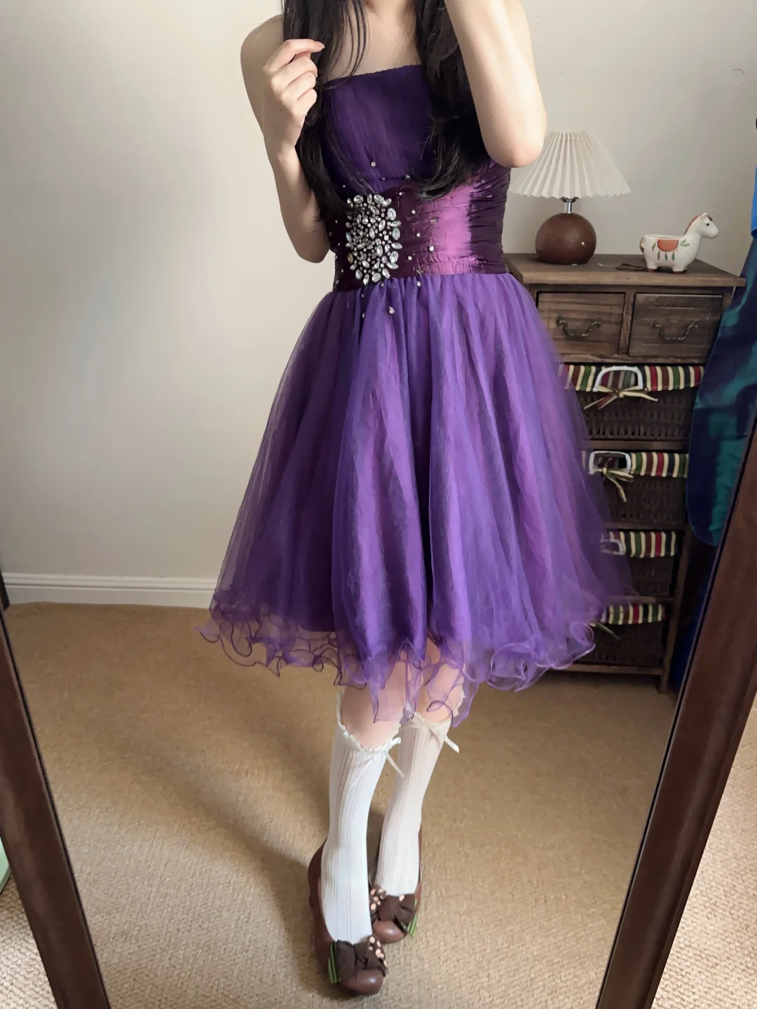 Strapless Purple A Line Homecoming Dress Retro Party Dress J10231 – JulyProm