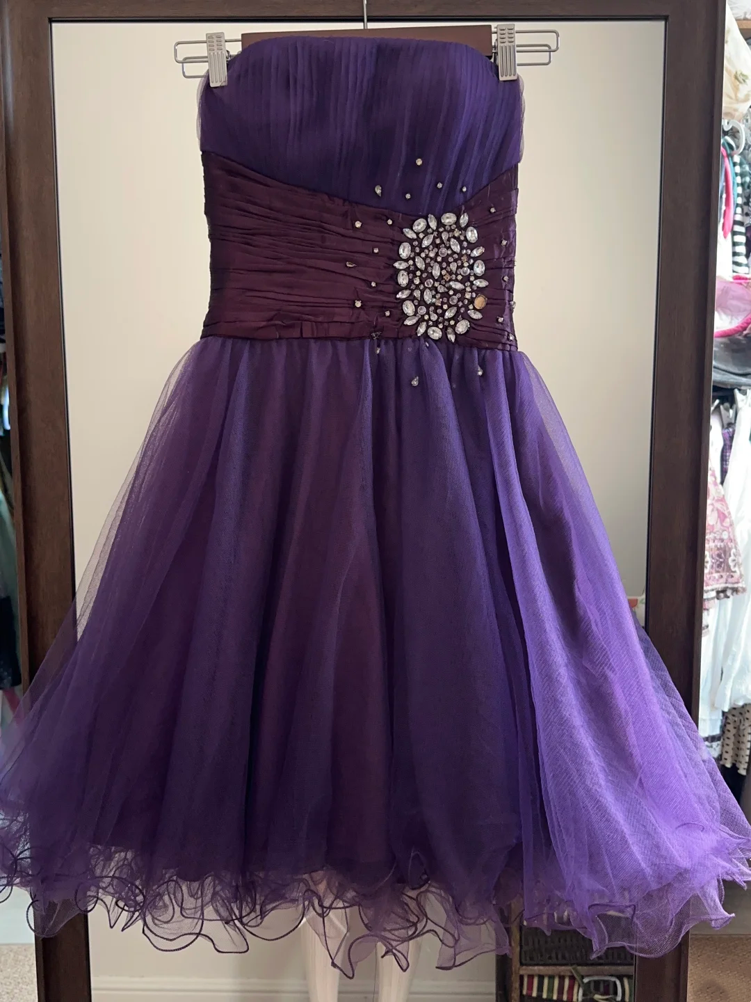 Strapless Purple A Line Homecoming Dress Retro Party Dress J10231