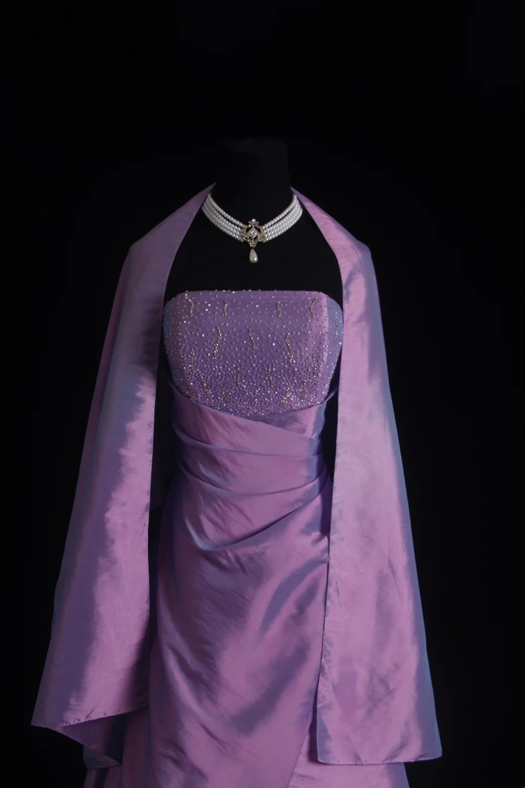 Strapless Purple Taffeta Prom Dress Retro Formal Evening Dress J10580